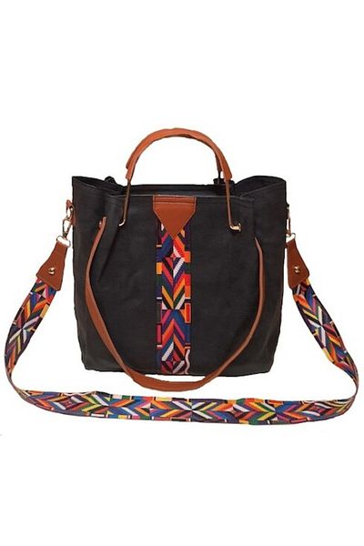 OEM Geantă de damă, piele ecologică premium, negru mat, cu modele geometrice, 30x14x30cm