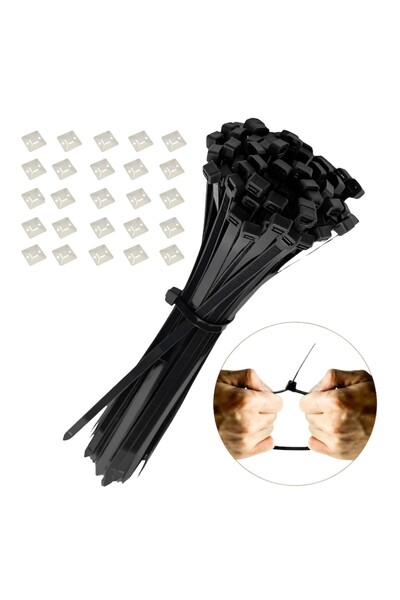 dalip Kit Organizare Cabluri Dalip, 25 Clipsuri Autocolante Albe + 100 Coliere Negre