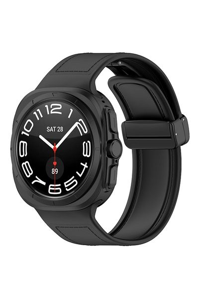 Dali Silicone and Faux Leather Watch Strap Compatible with Samsung Galaxy Watch Ultra 47mm, Magnetic Clos