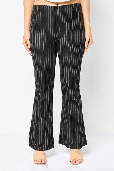 Koton Women Regular Fit Stripe Flare Pants, Multicolor
