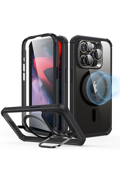 Dali Protective Case Compatible with Apple iPhone 15 Pro, Armor Tough Kickstand HaloLock, MagSafe, Black-