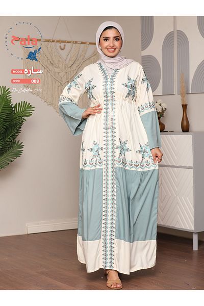 Hala Embroidered reception jalabiya made of light and soft linen fabric that gives you a feeling of comfort and freshness