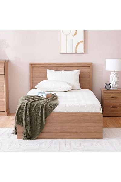 Danube Home Zirco 120x200 Single Bed with Storage - Brown Oak L129xW209.8xH102.6cm