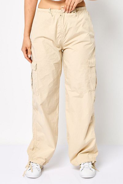 Koton Women Regular Fit Solid Cargo Pants, Beige