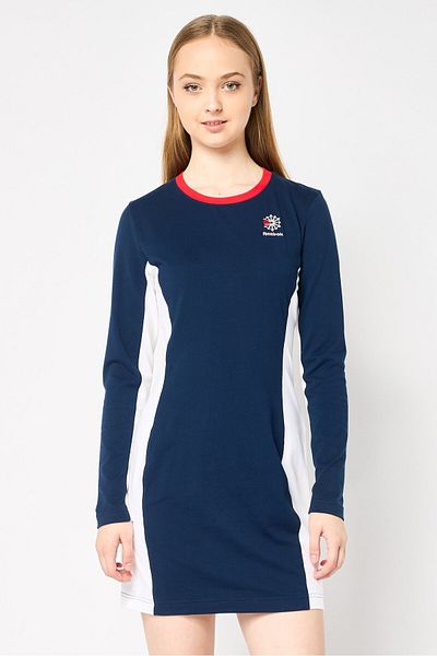 Reebok Women Sportswear Fit Long Sleeve Outdoor Mini Dress, Multicolor