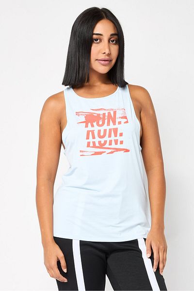 Reebok Women Sportswear Fit Sleeveless Running Tank Top Light Blue