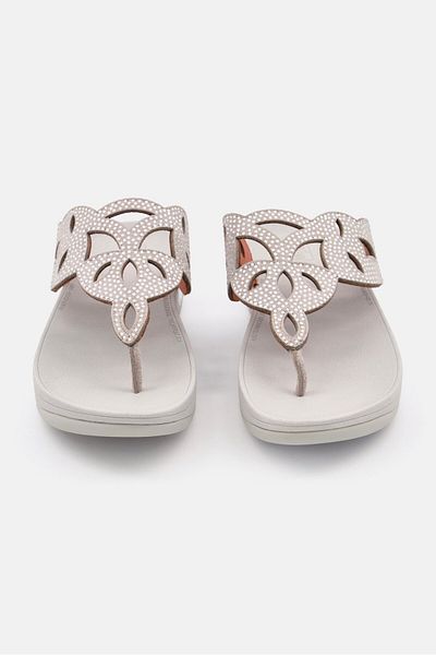 Fitflop Women Elora Crystal Toe Thong Sandals, Silver