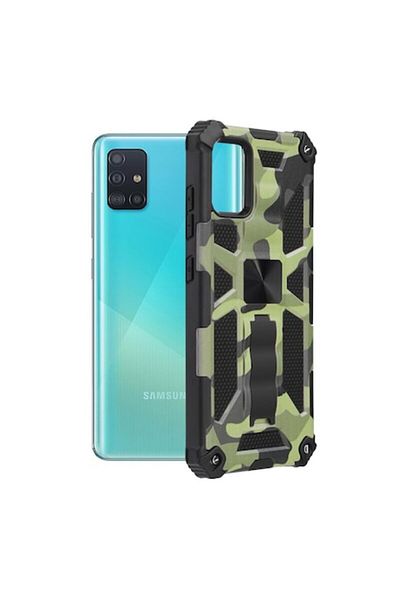 Dali Protective Case for Samsung Galaxy A51 4G, Blazor Series, Magnetic Stand, TPU, Camo Lime, Multicolor