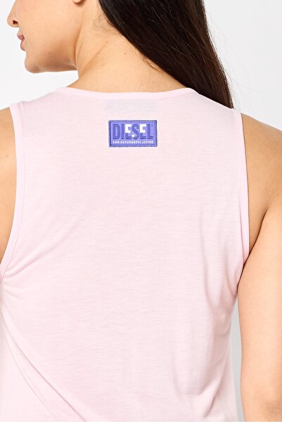 Diesel Women Round Neck Sleeveless Solid Tank Top, Pink