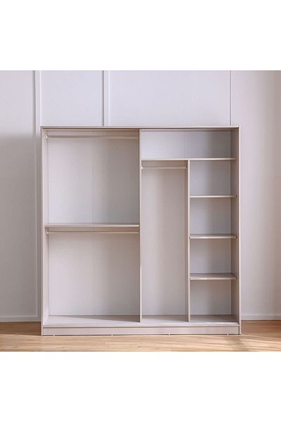 Danube Home Manila Sliding Door Wardrobe - Taupe Grey L60xW200xH209cm
