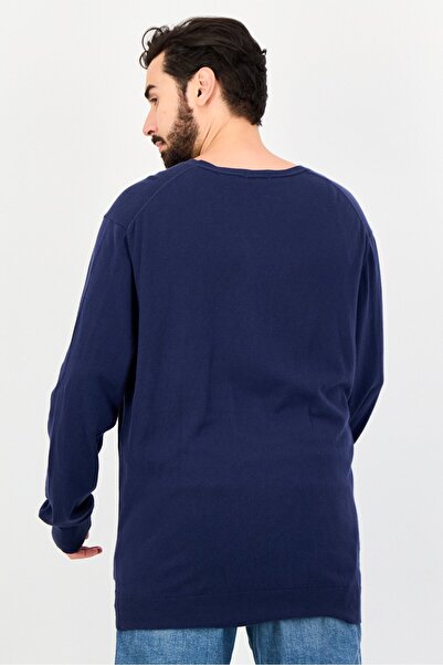 Timberland Men V-Neck Solid Cardigan, Navy