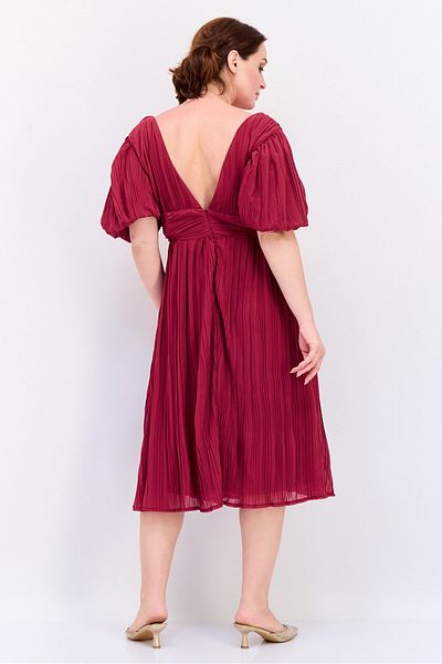 Archive Design Studio Women Plain Midi Dress, Burgundy