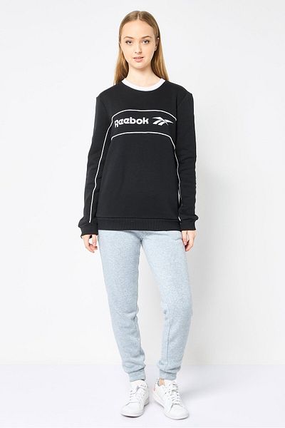 Reebok Women Relaxed Fit Long Sleeve Outdoor Sweatshirt, Black