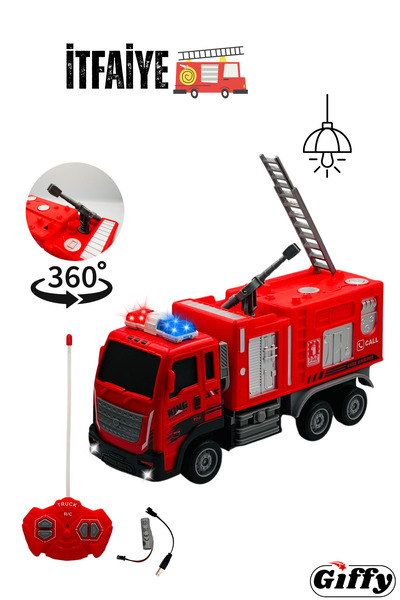 giffy Oyuncak Uzaktan Kumandalı İtfaiye Şarjlı Işıklı Full Fonksiyon Merdiven...