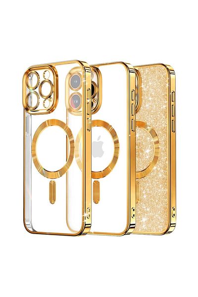 Dali Protective Case Compatible with Apple iPhone 13 Pro, Luxury Glitter, MagSafe Compatible, TPU, Gold-T
