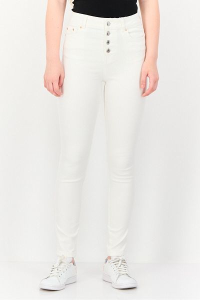 Don't Call Me Jennyfer Women Skinny Fit High Waist Stretchable Pants, Off White