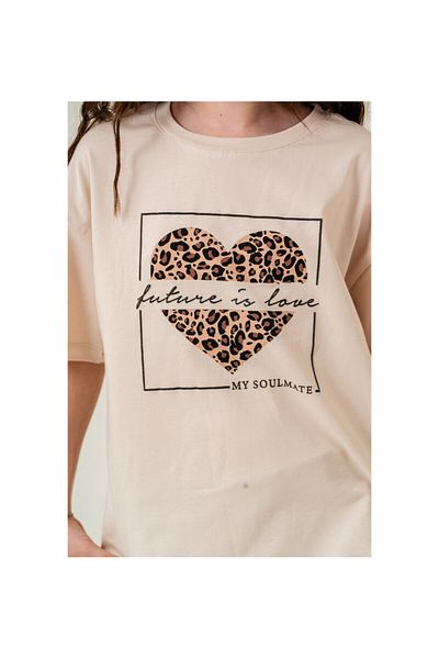 CİCHLİD Girl's Leopard Heart Shorts Suit