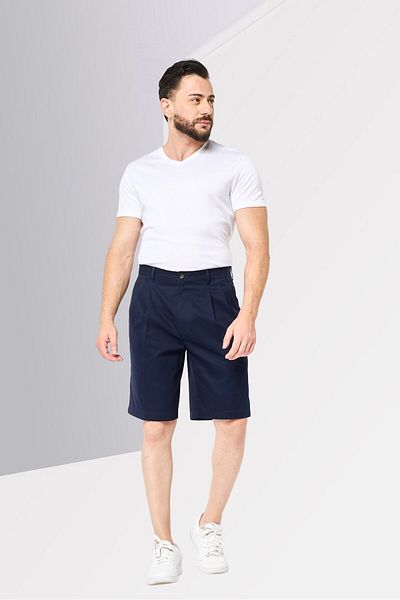 Greg Norman Men Solid Chino Shorts, Navy
