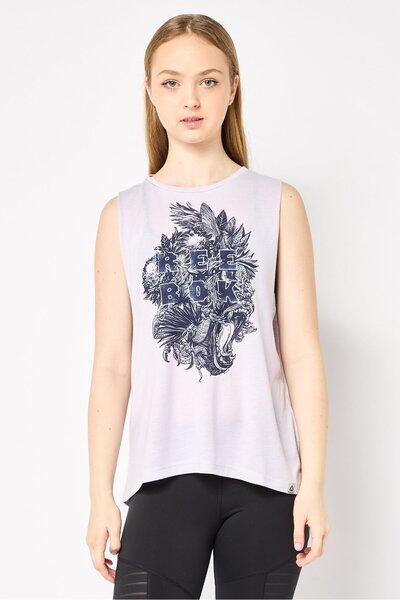 Reebok Women Sportswear Fit Graphic Print Training Top, Lavender