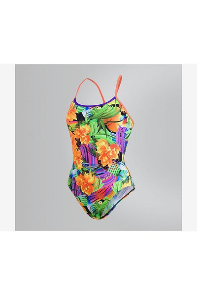 SPEEDO Women Floral Print Swimsuit, Orange Combo