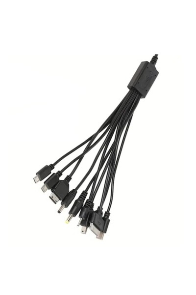 Dali Cablu de alimentare 10 în 1, USB A mascul la 10 conectori, cablu spirala...