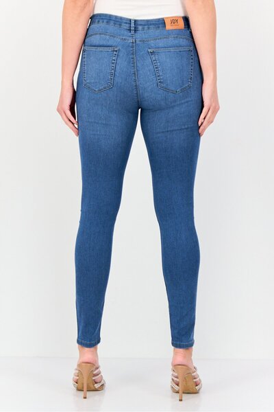 JDY Women Skinny Fit Solid Washed Stretchable Jeans, Blue