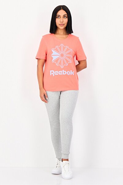 Reebok Women Sportswear Fit Brand Logo Outdoor T-Shirt, Coral