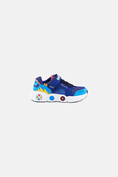 SKECHERS حذاء جري للأطفال الصغار من Lil Gametronix مزود بإغلاق فيلكرو، أزرق