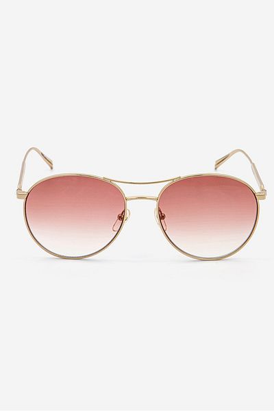 Longchamp Women LO133S,770 Aviator Sunglasses, Rose Gold