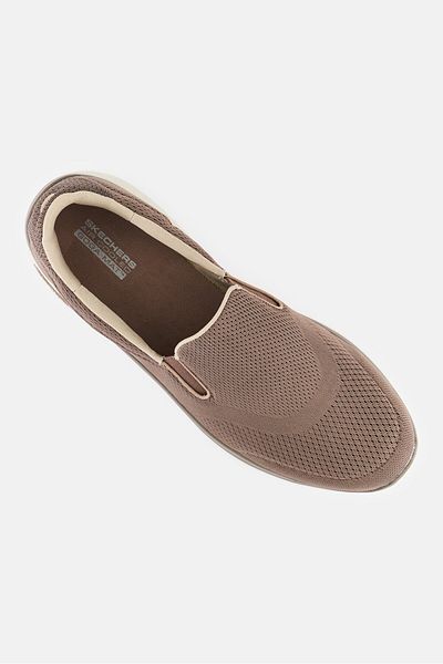 SKECHERS Men Go Walk Hyper Burst Saunter Slip On Sports Shoes, Dark Taupe