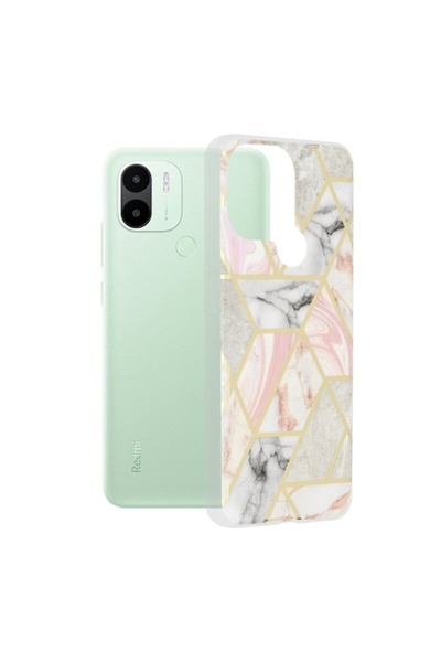 Dali Protective Case for Xiaomi Redmi A1 Plus/Redmi A2 Plus, Marble Series, TPU, Pink Hex, Multicolor