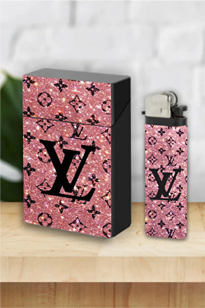 SARANG Tabaka 2'li Pink LVV Kaplamalı Sigara Kutusu ve Çakmak Seti