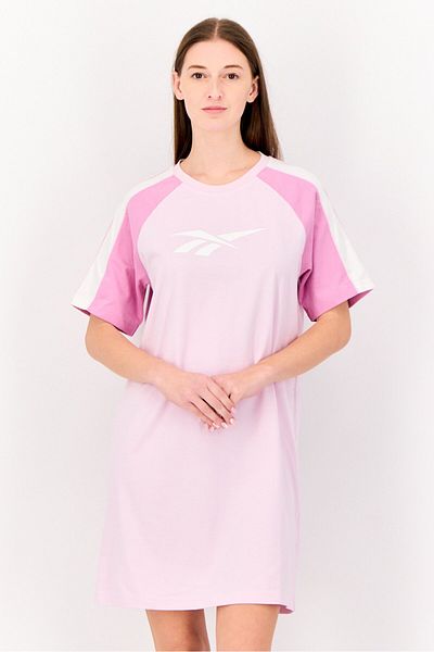 Reebok Women Sportswear Fit Brand Logo Outdoors Dress Shirt, Pink