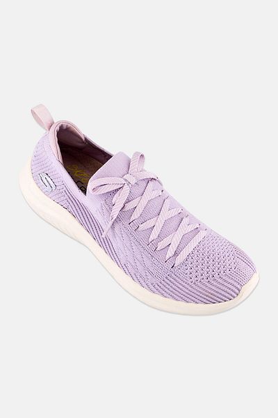 SKECHERS Women Ultra Flex Lace Up Running Shoes, Lavender