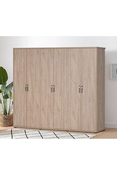 Danube Home خزانة ملابس V2 Bolivar بستة أبواب - لون V.Oak/Black رخام صناعي طول 55 × عرض 237.5 × ارتفاع 208 سم