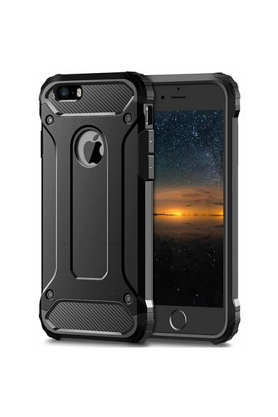 Dali Protective Case Compatible with Apple iPhone 5 / 5s / SE, Hybrid Armor, Reinforced Edges, TPU, Black
