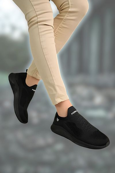 NUA Ferrosa 041 Orthopedic Knitwear Black Comfortable Unisex Sports Shoes