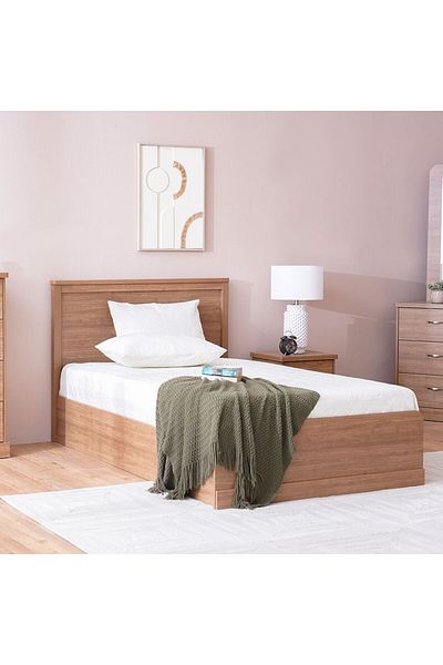 Danube Home Zirco 120x200 Single Bed with Storage - Brown Oak L129xW209.8xH102.6cm