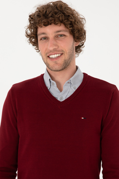 U.S. Polo Assn. Men's Burgundy Basic Sweater 50313668-Vr014