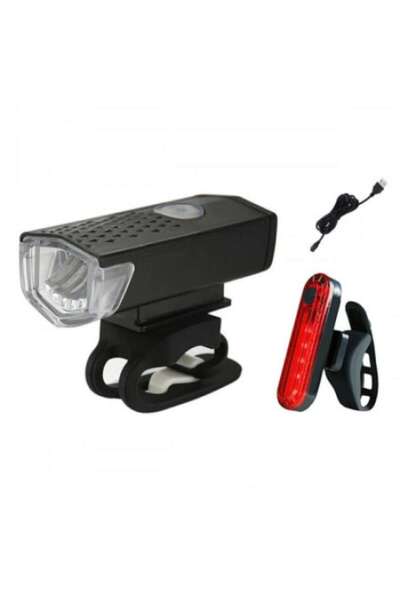 dalip Set de 2 lumini pentru bicicleta, 5 LED-uri pe fata albe, 5 LED-uri pe spate rosii, incarcare USB, c
