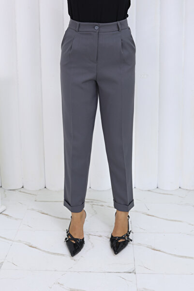 HANIMCA GİYİM Pleated Double Leg Carrot Cut Summer Pants