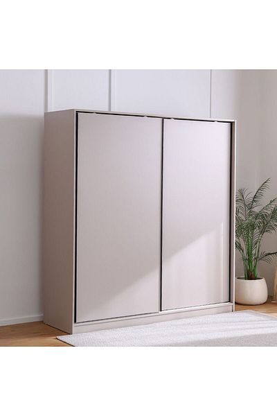 Danube Home Manila Sliding Door Wardrobe - Taupe Grey L60xW200xH209cm
