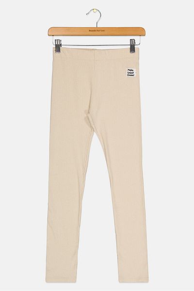 Koton Kids Girl Ribbed Pull On Leggings, Beige