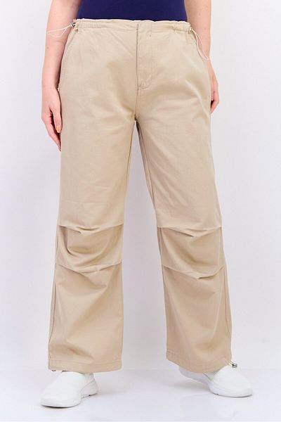 Koton Women Regular Fit Plain Straight Leg Pants, Beige