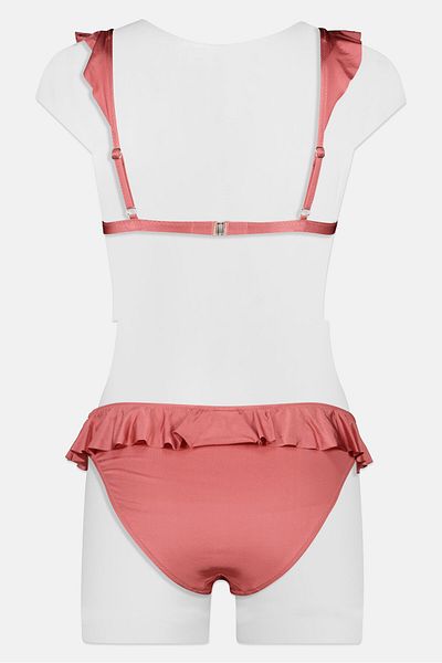 s.Oliver Women 2 Pieces Plain Triangle Bikini Top And Bottom Set, Rose Gold