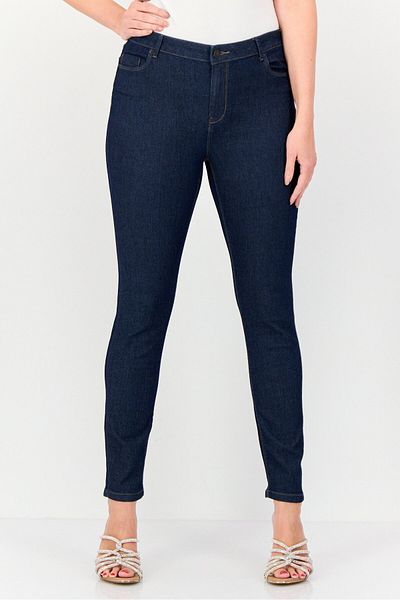 JDY Women Skinny Fit Solid Stretchable Straight Jeans, Navy