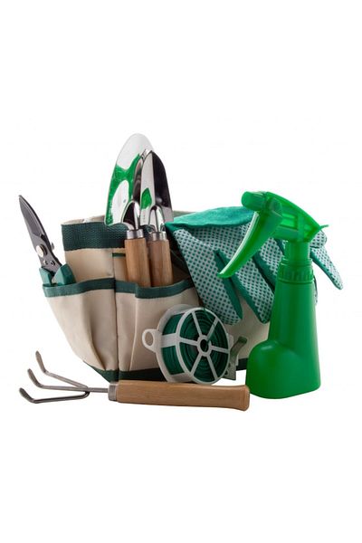 Dali Gardening Set for Adults, 7 Pieces, Nylon Storage Bag, Wooden Handles, Metal Tools, Multicolor
