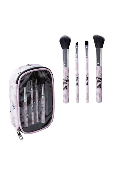 Dali Geantă cosmetică pentru fete cu 4 pensule de machiaj, model Minnie, roz