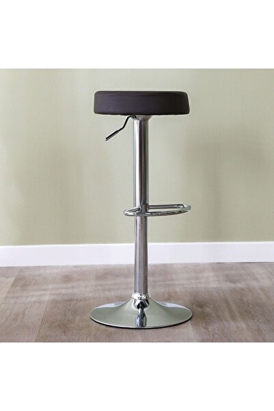 Danube Home Rei Adjustable Bar Stool - Brown PU Upholstered Seat, Chrome Metal Base, Durable & Stylish
