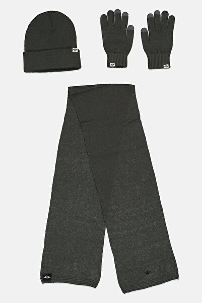 Dockers طقم قبعات رجالية بشعار العلامة التجارية مع قفازات، 3 قطع، رمادي
